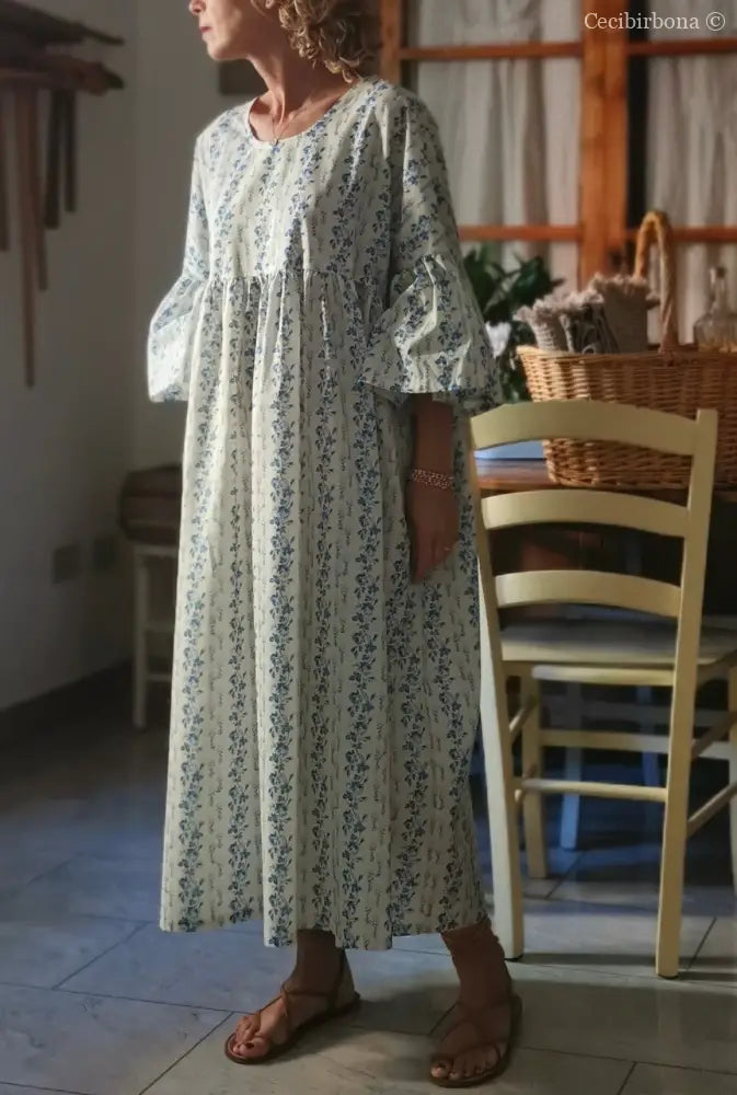 Abito in cotone a fiori blu (Ref. 181) abito donna