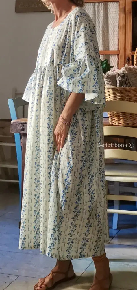 Abito in cotone a fiori blu (Ref. 181) abito donna
