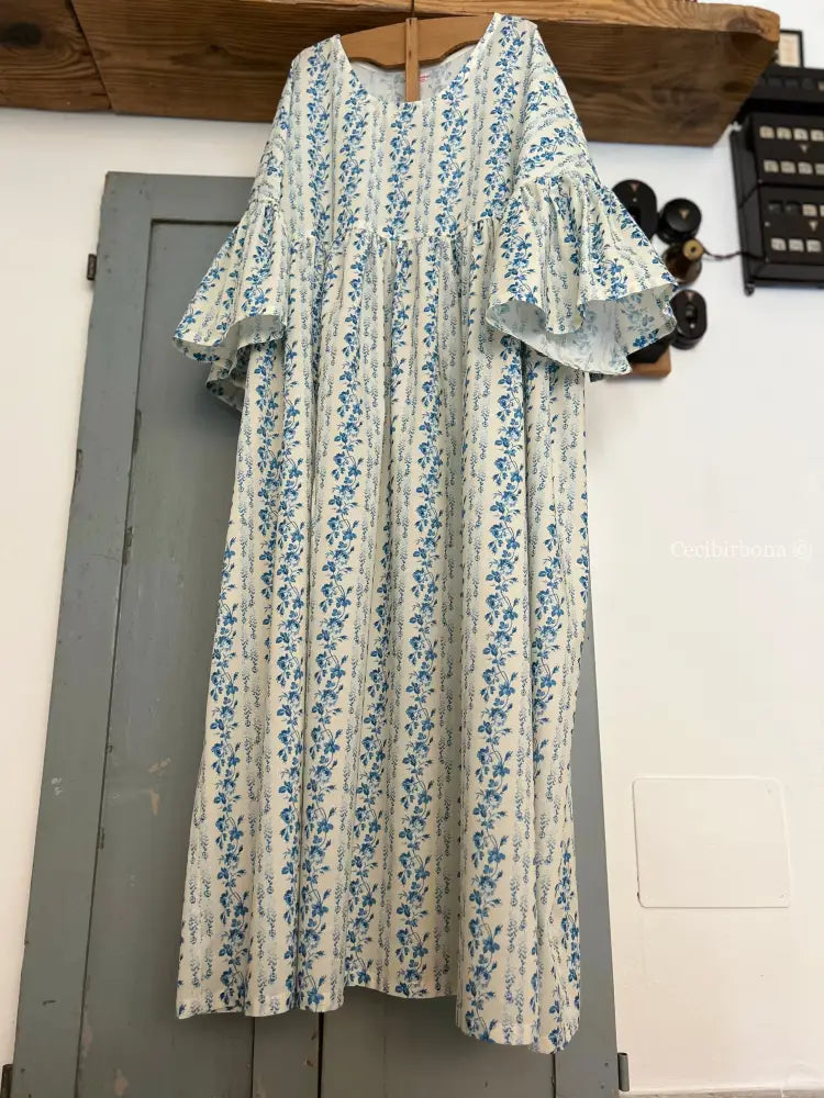 Abito in cotone a fiori blu (Ref. 181) abito donna