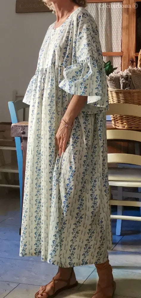 Abito in cotone a fiori blu (Ref. 181) abito donna