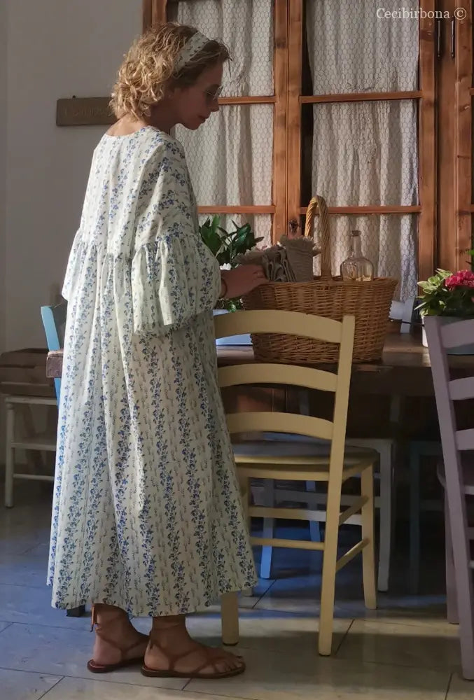 Abito in cotone a fiori blu (Ref. 181) abito donna