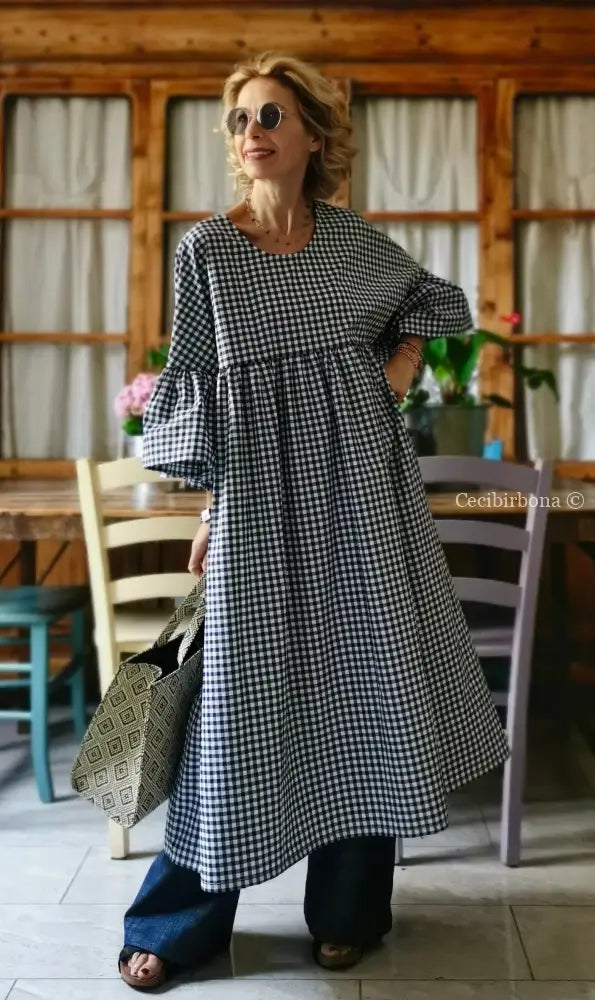 Abito in cotone con maniche a sbuffo (Ref. 173) abito donna