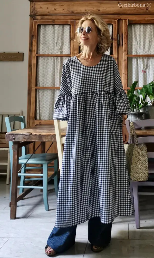 Abito in cotone con maniche a sbuffo (Ref. 173) abito donna