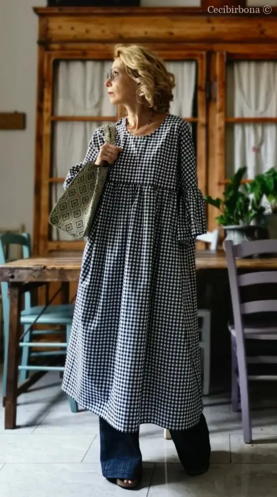 Abito in cotone con maniche a sbuffo (Ref. 173) abito donna