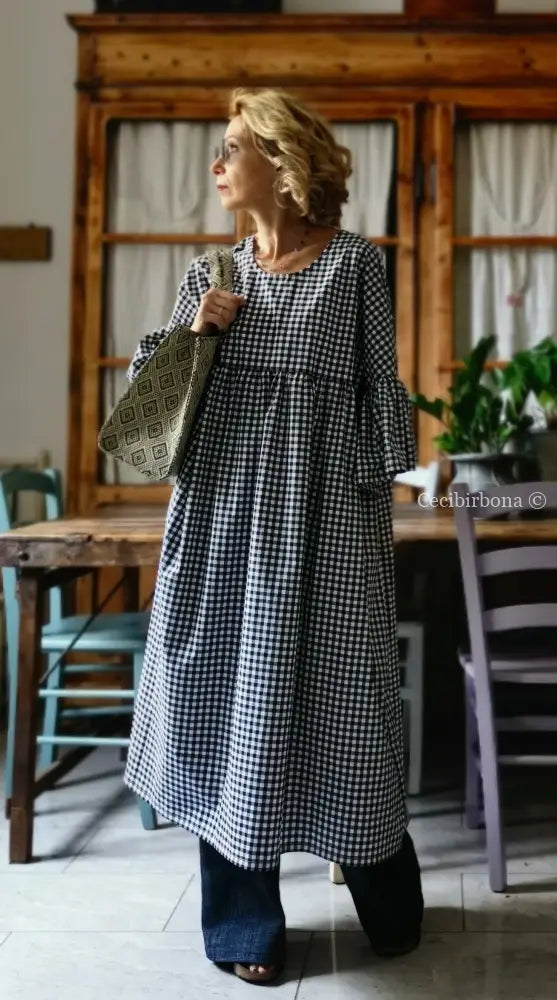 Abito in cotone con maniche a sbuffo (Ref. 173) abito donna