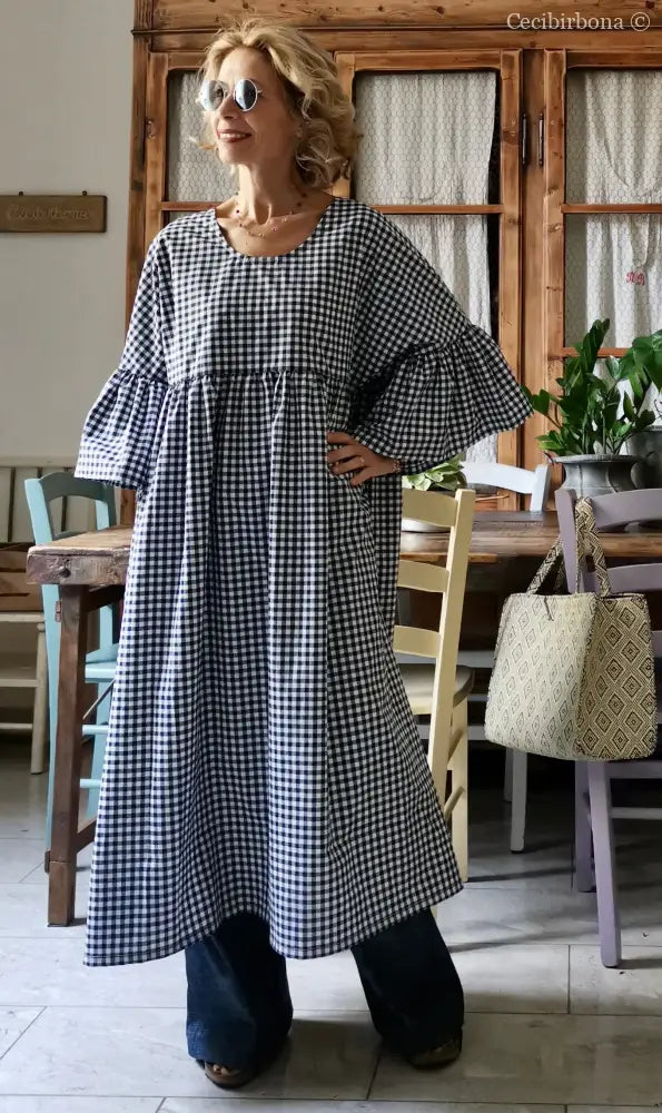 Abito in cotone con maniche a sbuffo (Ref. 173) abito donna