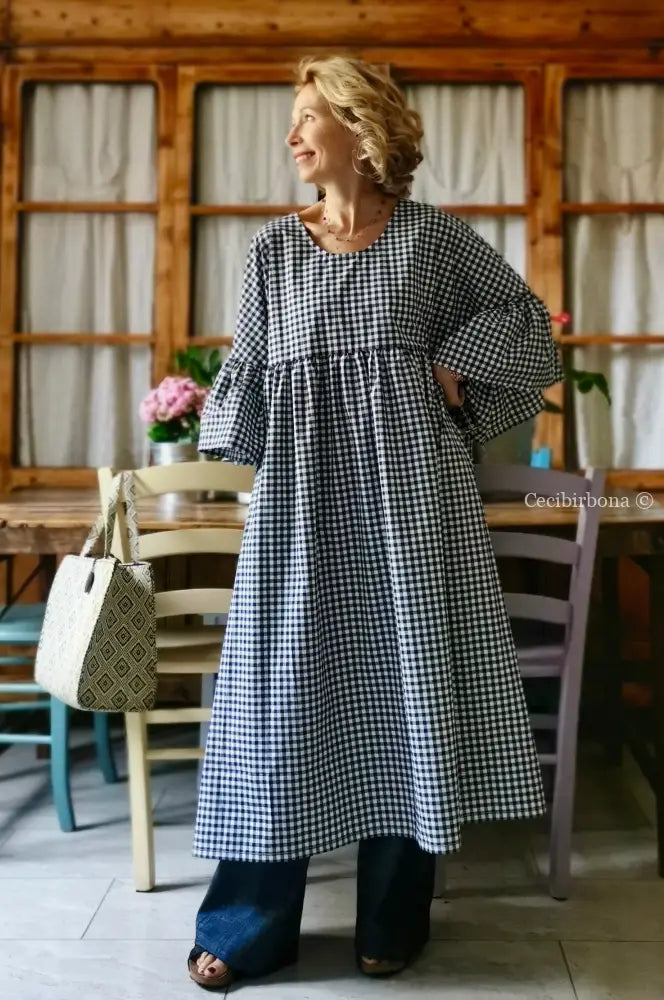 Abito in cotone con maniche a sbuffo (Ref. 173) abito donna