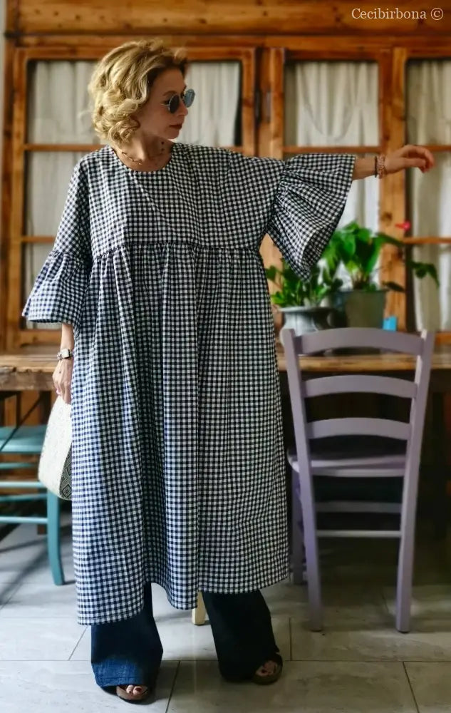 Abito in cotone con maniche a sbuffo (Ref. 173) abito donna