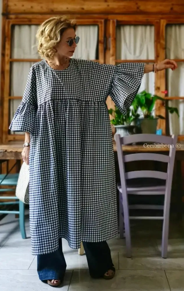 Abito in cotone con maniche a sbuffo (Ref. 173) abito donna