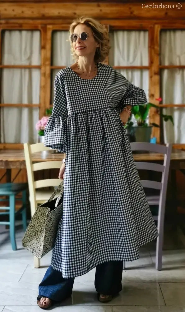 Abito in cotone con maniche a sbuffo (Ref. 173) abito donna