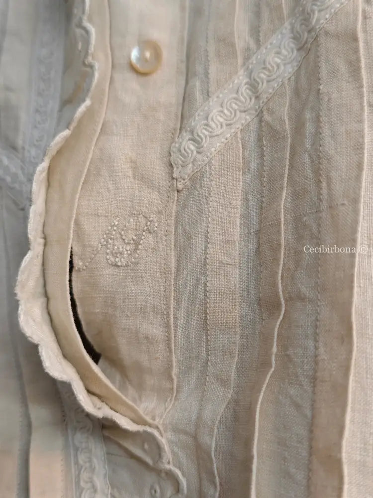 Abito in lino antico con maniche lunghe “Corredo di Angiolina” abito donna