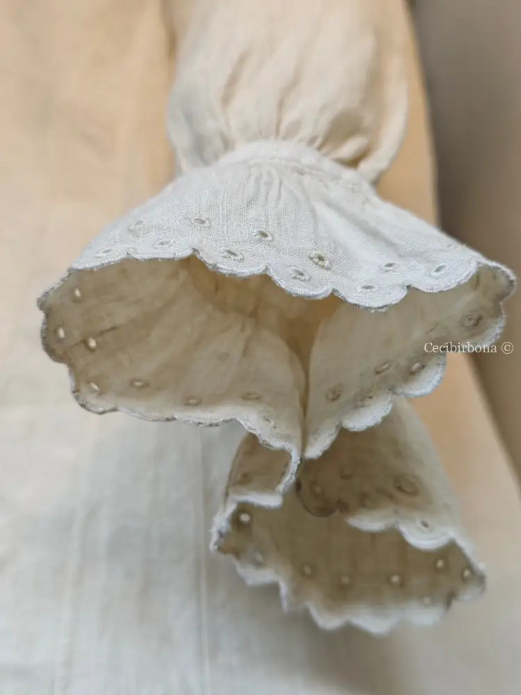 Abito in lino antico con maniche lunghe “Corredo di Angiolina” abito donna