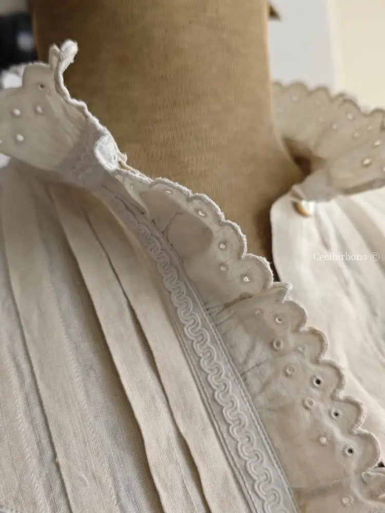 Abito in lino antico con maniche lunghe “Corredo di Angiolina” abito donna