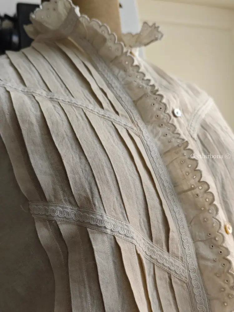 Abito in lino antico con maniche lunghe “Corredo di Angiolina” abito donna