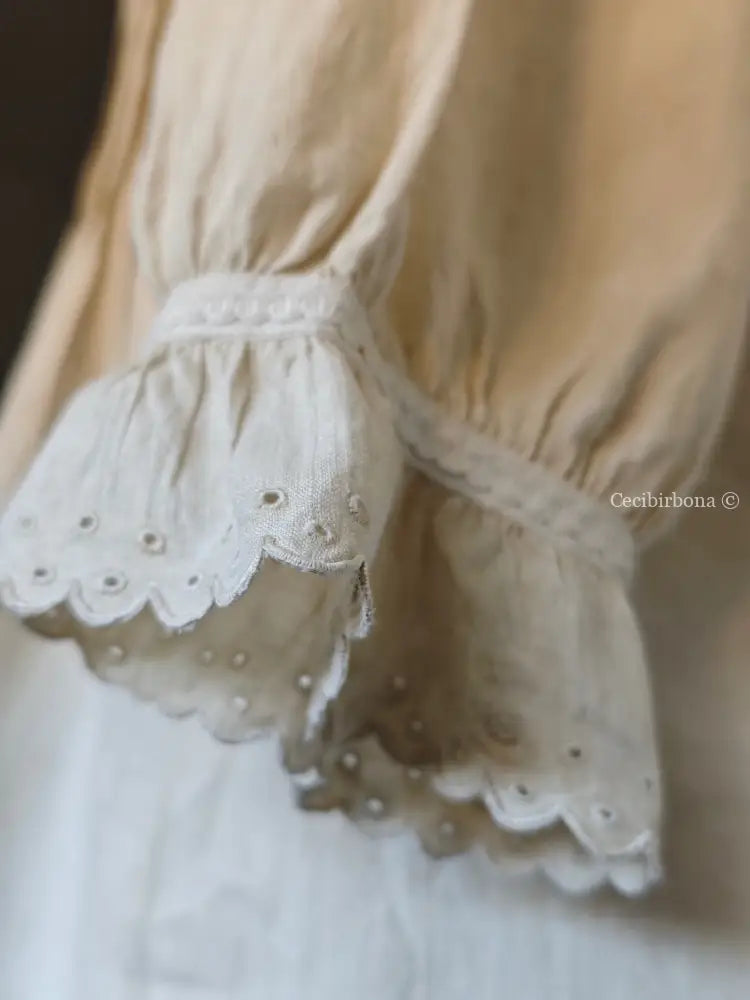 Abito in lino antico con maniche lunghe “Corredo di Angiolina” abito donna