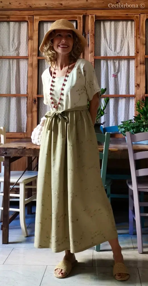 Abito in lino ricamato bicolor (Ref. 166) abito donna