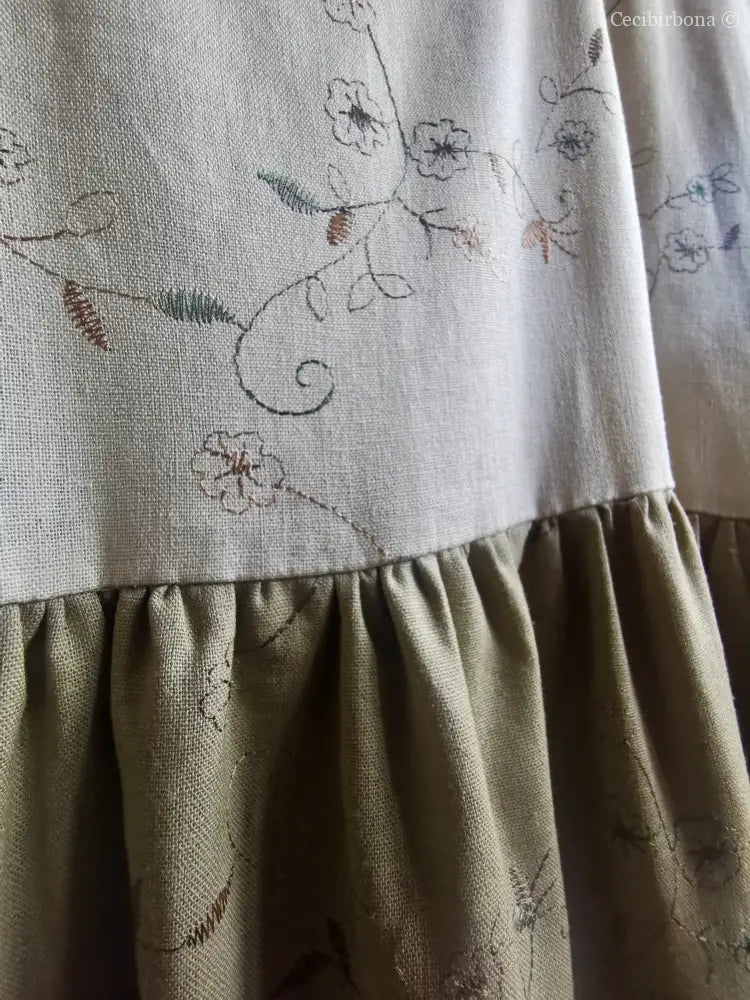 Abito in lino ricamato bicolor (Ref. 166) abito donna