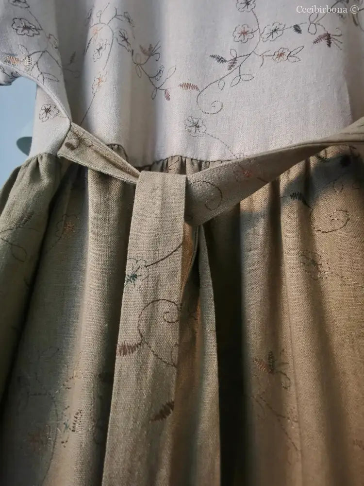 Abito in lino ricamato bicolor (Ref. 166) abito donna