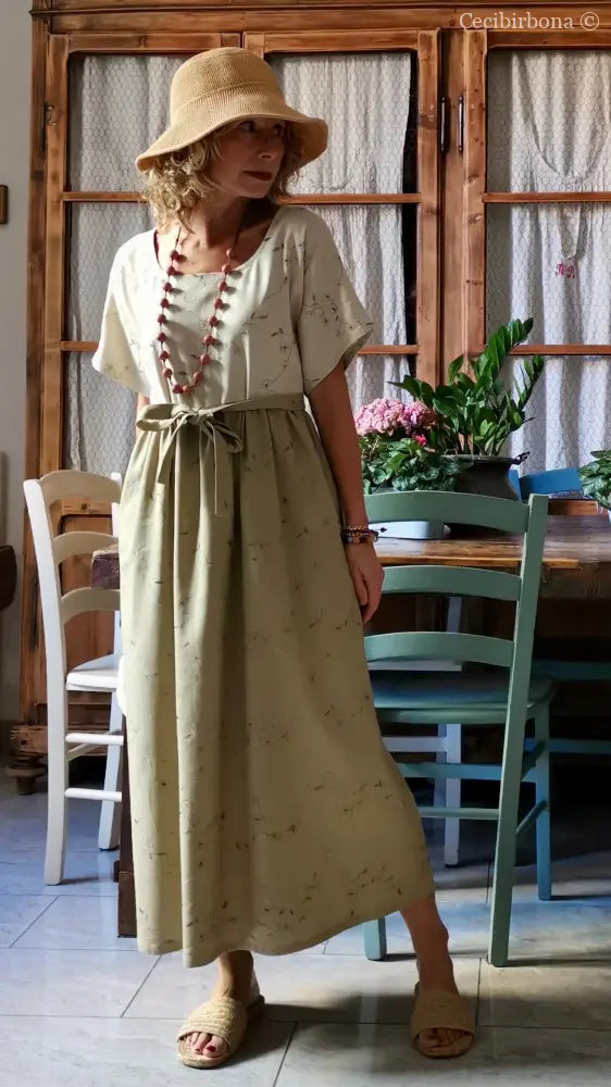 Abito in lino ricamato bicolor (Ref. 166) abito donna