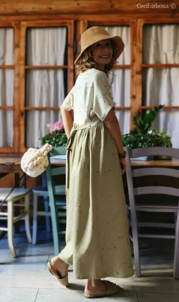 Abito in lino ricamato bicolor (Ref. 166) abito donna