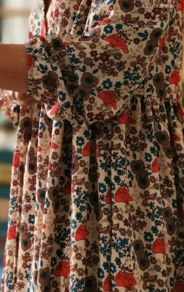 Abito in viscosa a fiori con fiocco taglia 42 (Ref. 108) abito donna