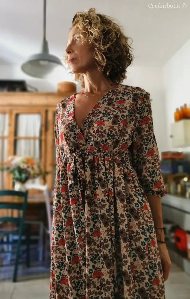 Abito in viscosa a fiori con fiocco taglia 42 (Ref. 108) abito donna