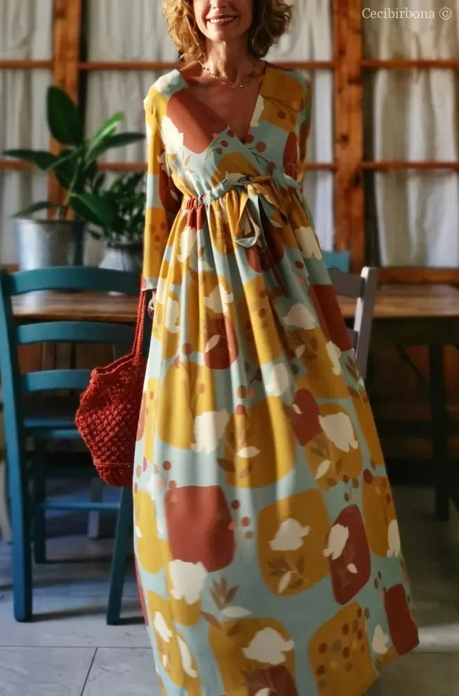 Abito in viscosa a fiori con fiocco taglia 42 (Ref. abito donna