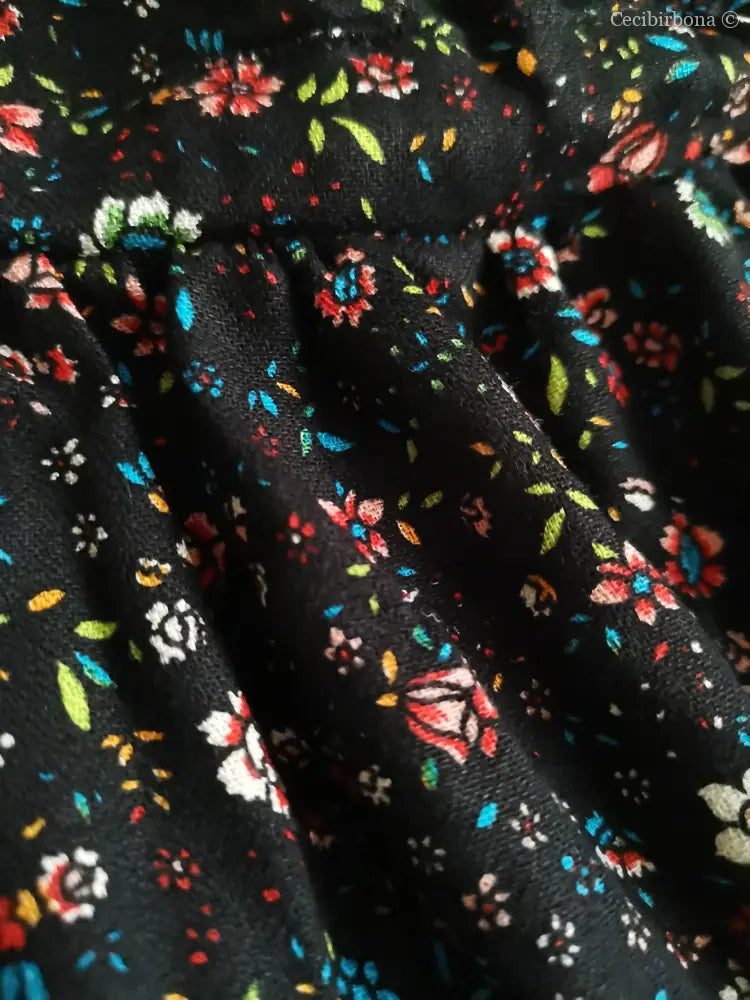 Abito in viscosa nera a fiori con fiocco (Ref. 98) abito donna
