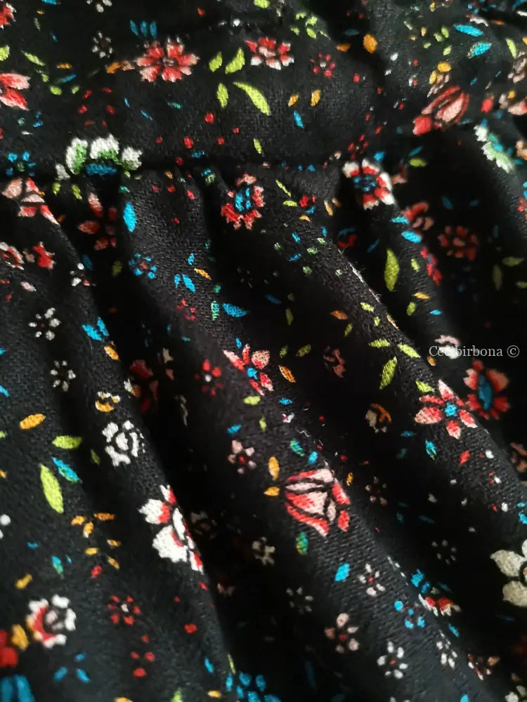 Abito in viscosa nera a fiori con fiocco (Ref. 98) abito donna