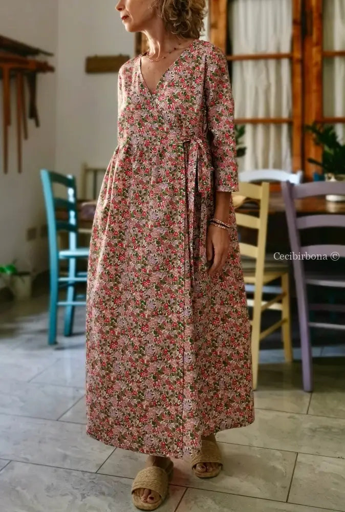 Abito incrociato in cotone con fiori e more (Ref. 180) abito donna