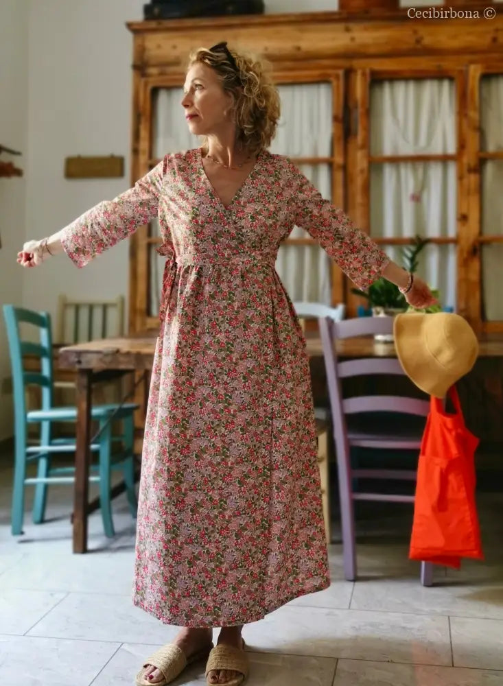 Abito incrociato in cotone con fiori e more (Ref. 180) abito donna