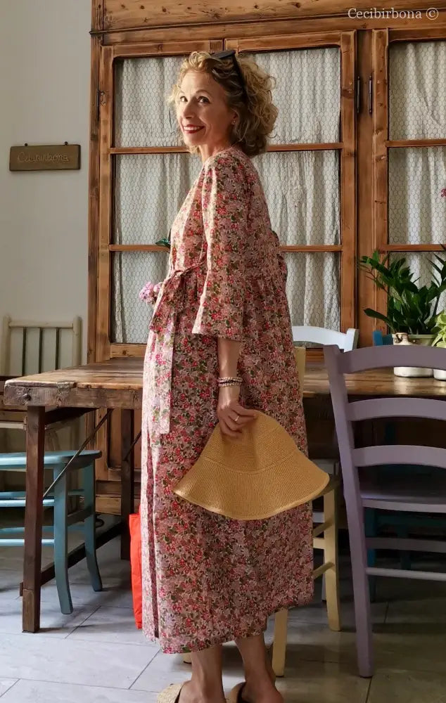 Abito incrociato in cotone con fiori e more (Ref. 180) abito donna