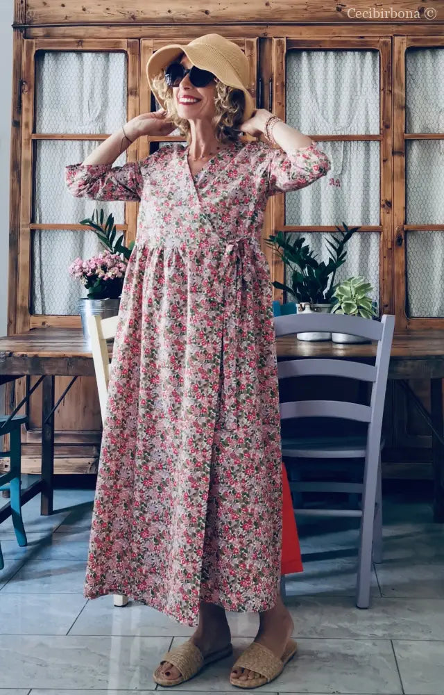 Abito incrociato in cotone con fiori e more (Ref. 180) abito donna