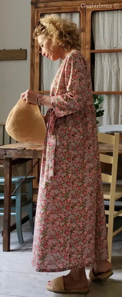 Abito incrociato in cotone con fiori e more (Ref. 180) abito donna