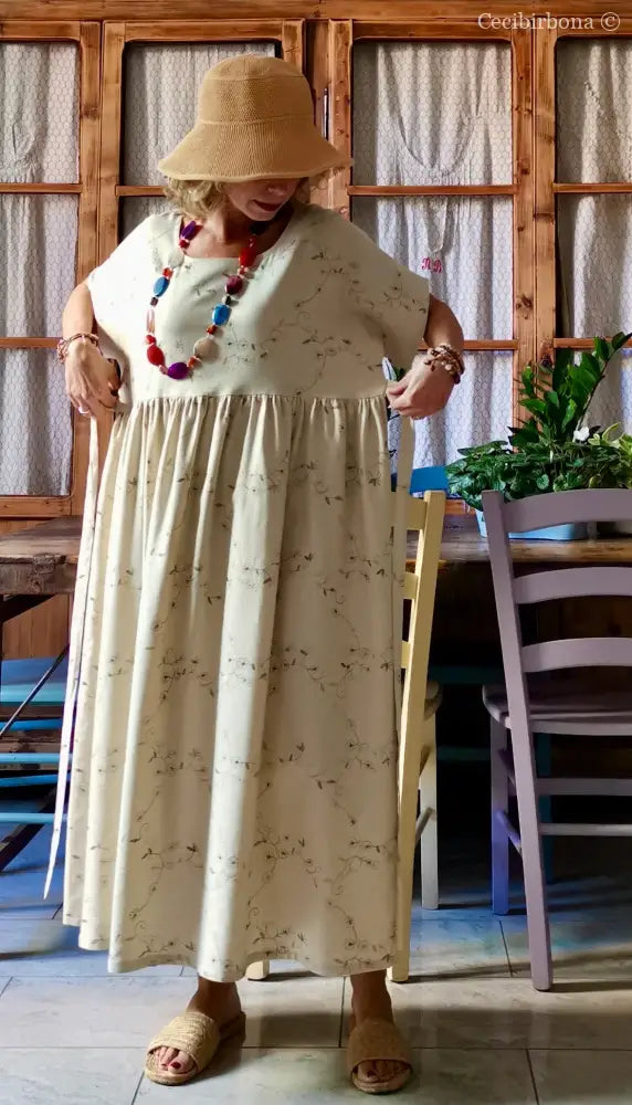 Abito lungo in lino ricamato (Ref. 167) abito donna