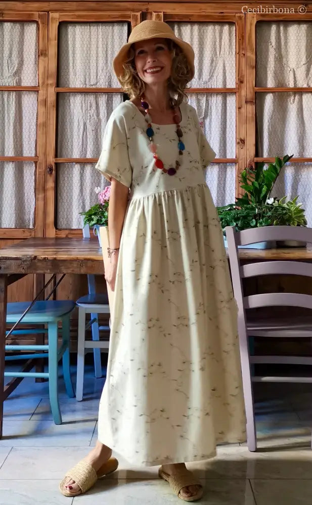 Abito lungo in lino ricamato (Ref. 167) abito donna