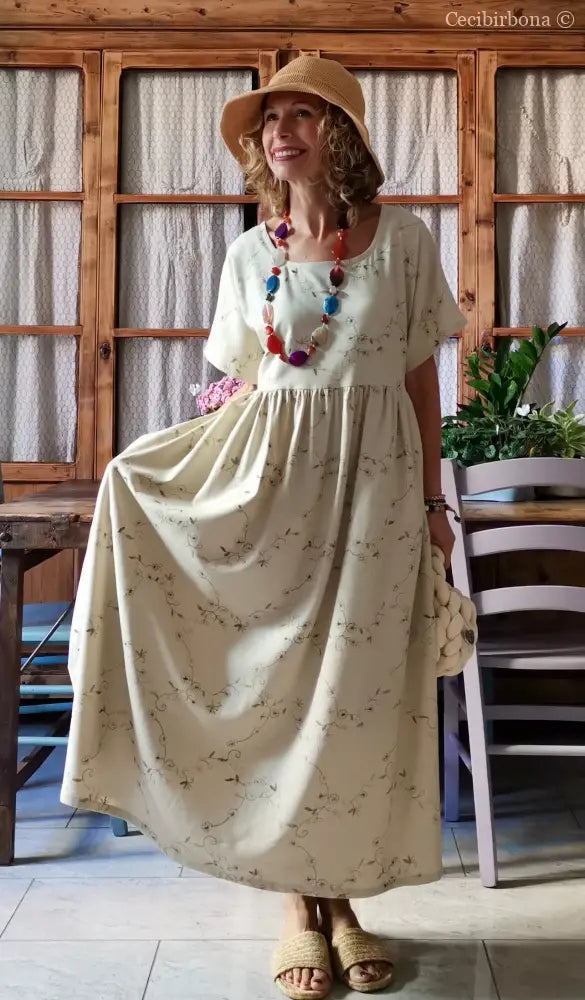 Abito lungo in lino ricamato (Ref. 167) abito donna