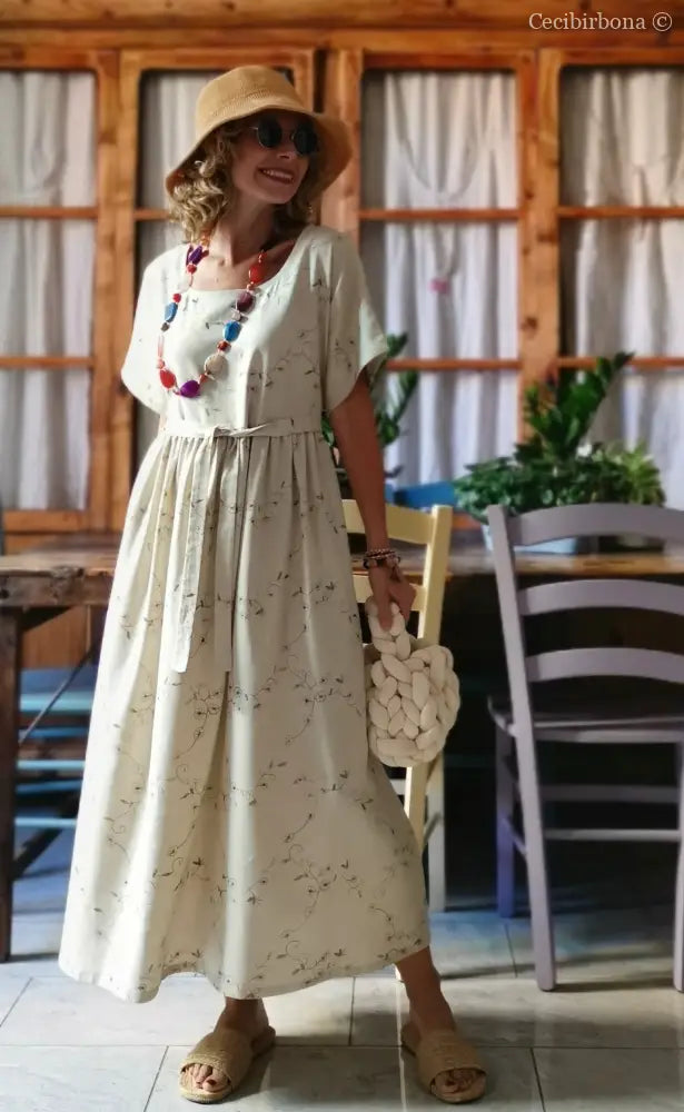 Abito lungo in lino ricamato (Ref. 167) abito donna