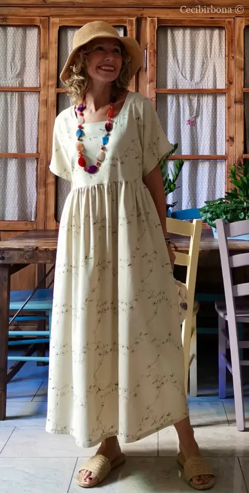 Abito lungo in lino ricamato (Ref. 167) abito donna