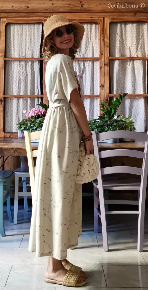 Abito lungo in lino ricamato (Ref. 167) abito donna