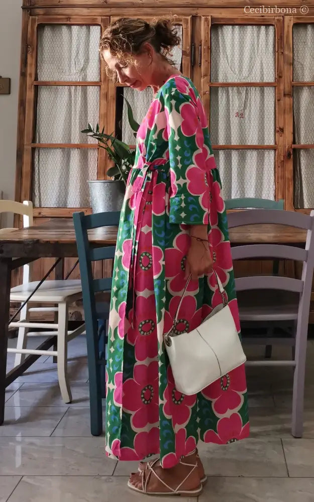 Abito lungo incrociato a fiori (Ref. 96) Media abito donna