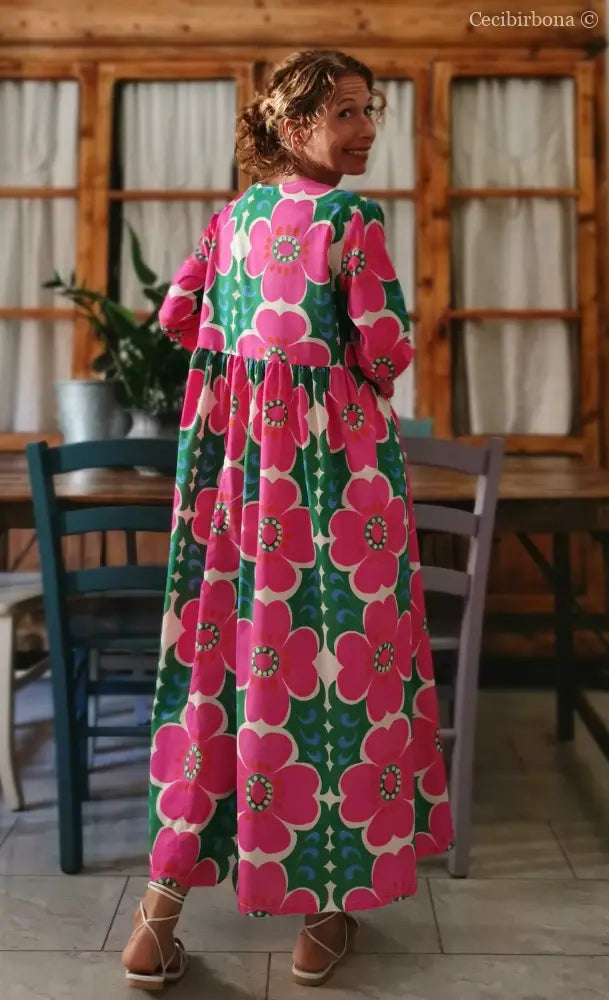 Abito lungo incrociato a fiori (Ref. 96) Media abito donna