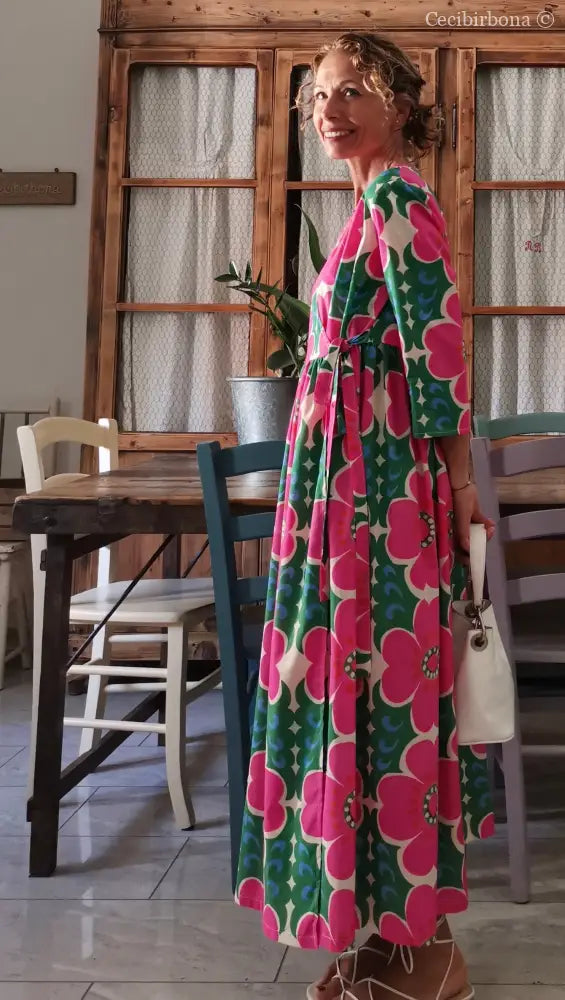 Abito lungo incrociato a fiori (Ref. 96) Media abito donna