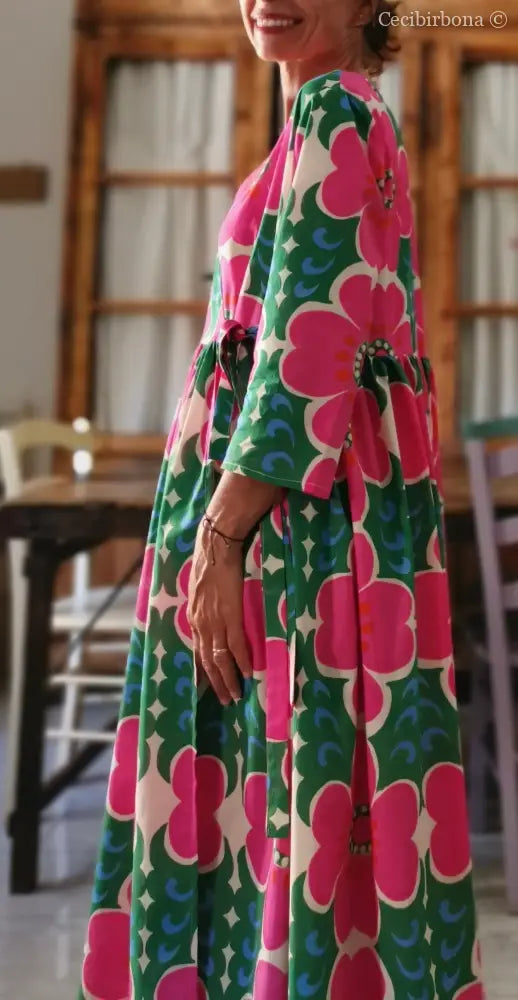 Abito lungo incrociato a fiori (Ref. 96) Media abito donna