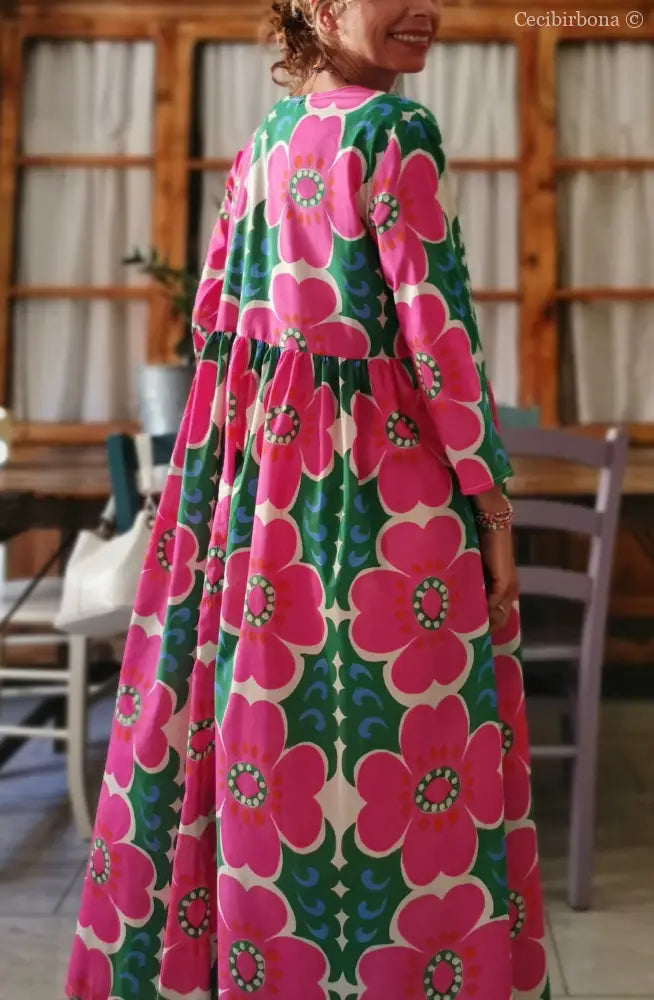 Abito lungo incrociato a fiori (Ref. 96) Media abito donna