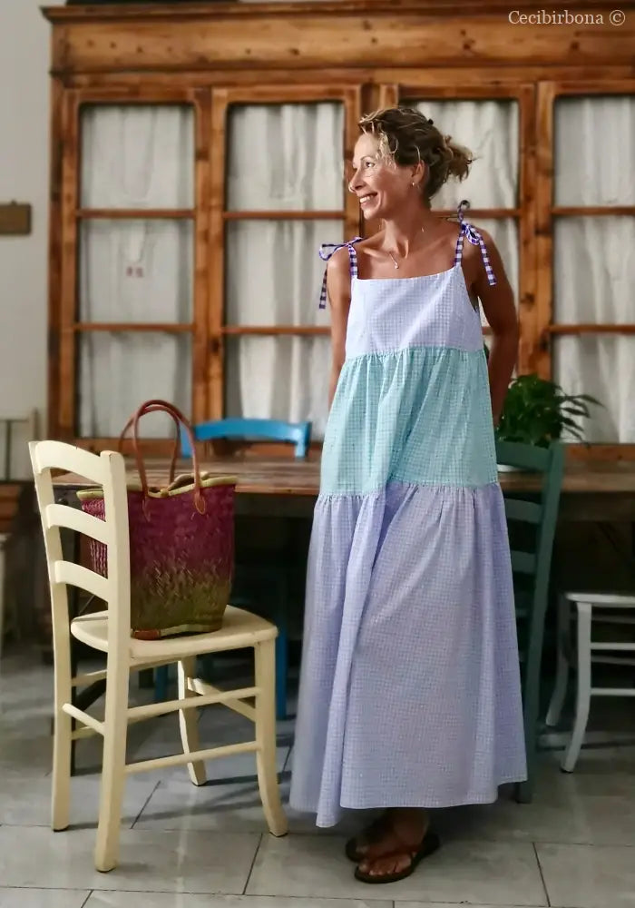 Abito prendisole in cotone a balze colorate (Ref. 411) abito donna