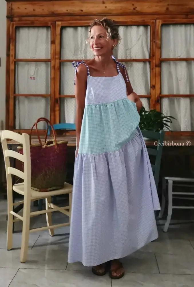 Abito prendisole in cotone a balze colorate (Ref. 411) abito donna