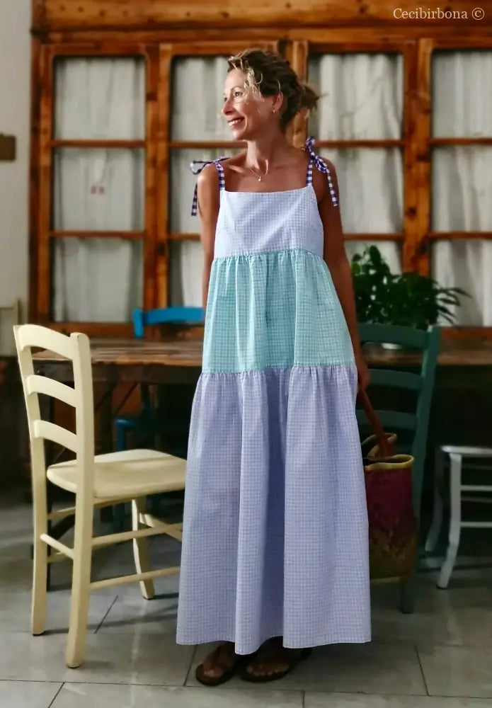 Abito prendisole in cotone a balze colorate (Ref. 411) abito donna