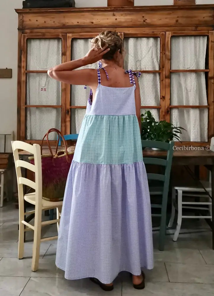 Abito prendisole in cotone a balze colorate (Ref. 411) abito donna