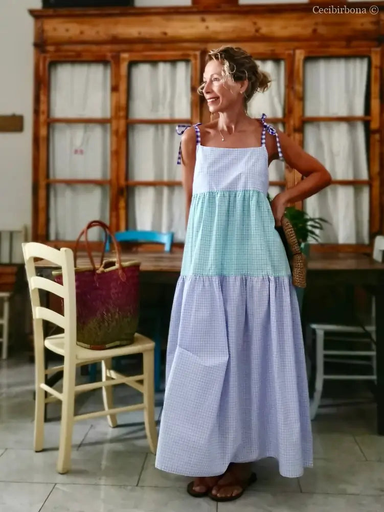 Abito prendisole in cotone a balze colorate (Ref. 411) abito donna